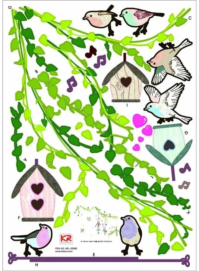 Zestaw naklejek Ambiance Birds cages in the Forest