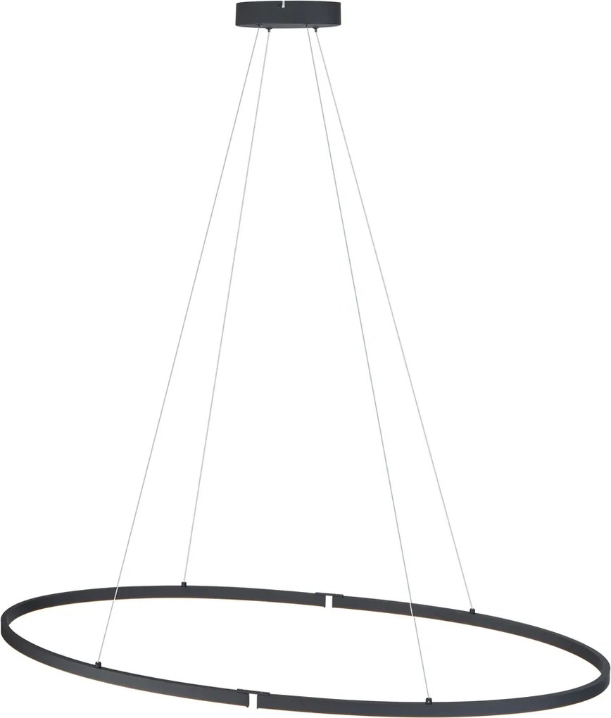 Designerska lampa wisząca czarna owalna 120 cm z LED z 3-stopniową regulacją ściemniania - Ovallo