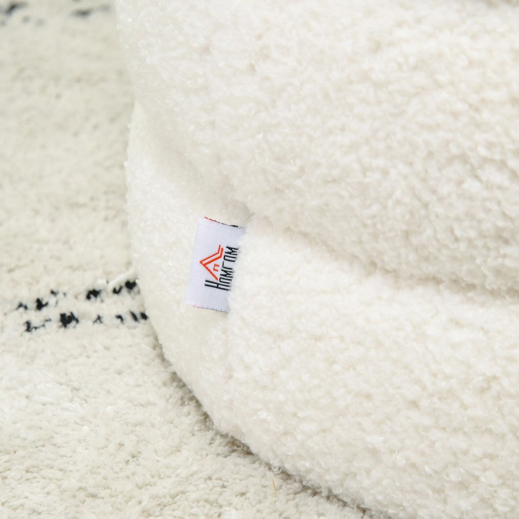 HOMCOM Taboret, Okrągły, Teddy Fleece, Stalowa Rama, do 120kg, Φ40x45H cm, Kremowy