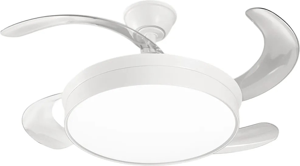 Wentylator sufitowy Perenz 7165 B CT biały z oświetleniem – Ø 106 cm, 4 chowane łopatki, 6 prędkości, silnik prądu stałego 30 W, cichy