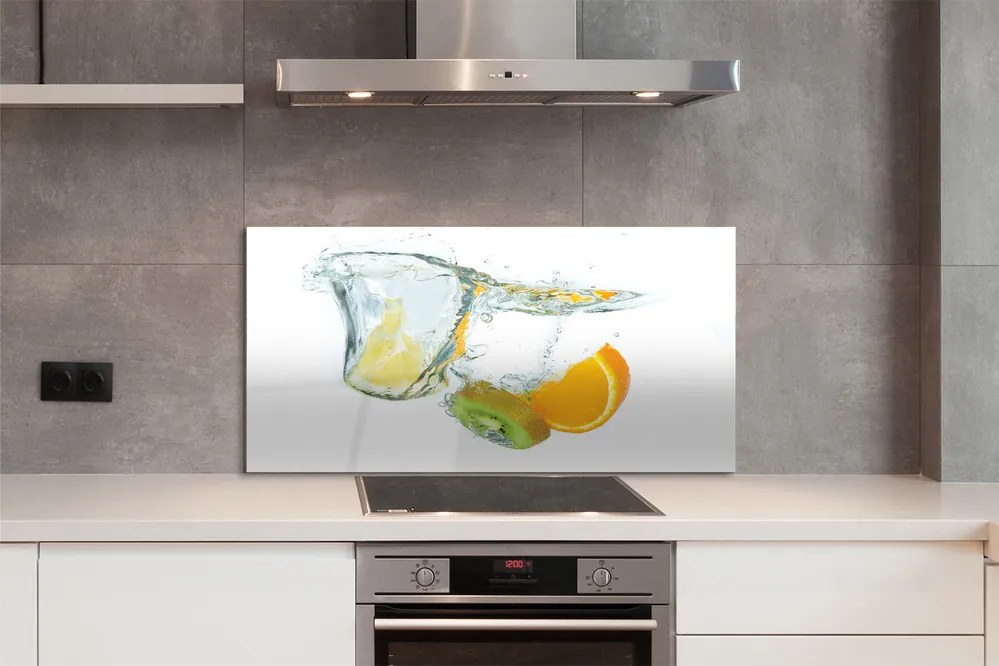 Szkło do Kuchni na Ścianę Woda, Kiwi i Pomarańcza