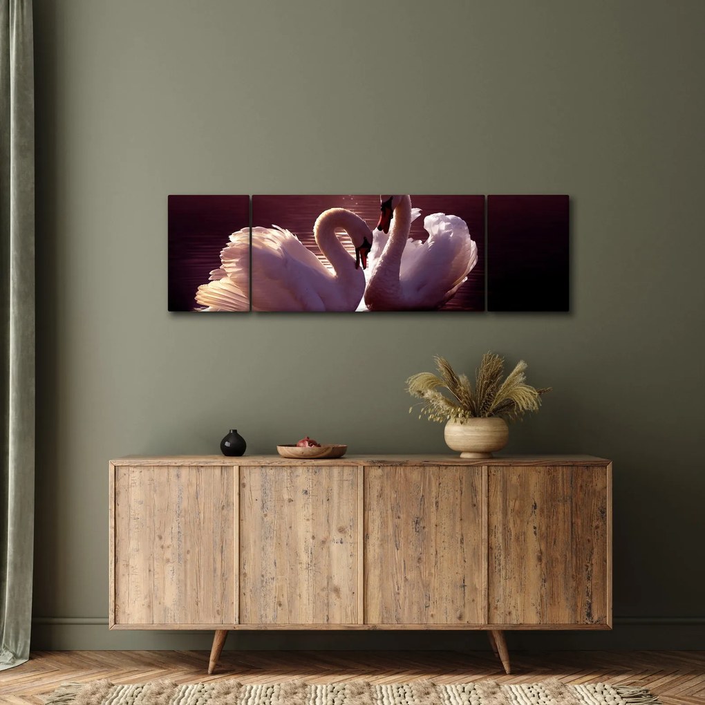 Obraz - Łabędzie na jeziorze (170x50 cm)