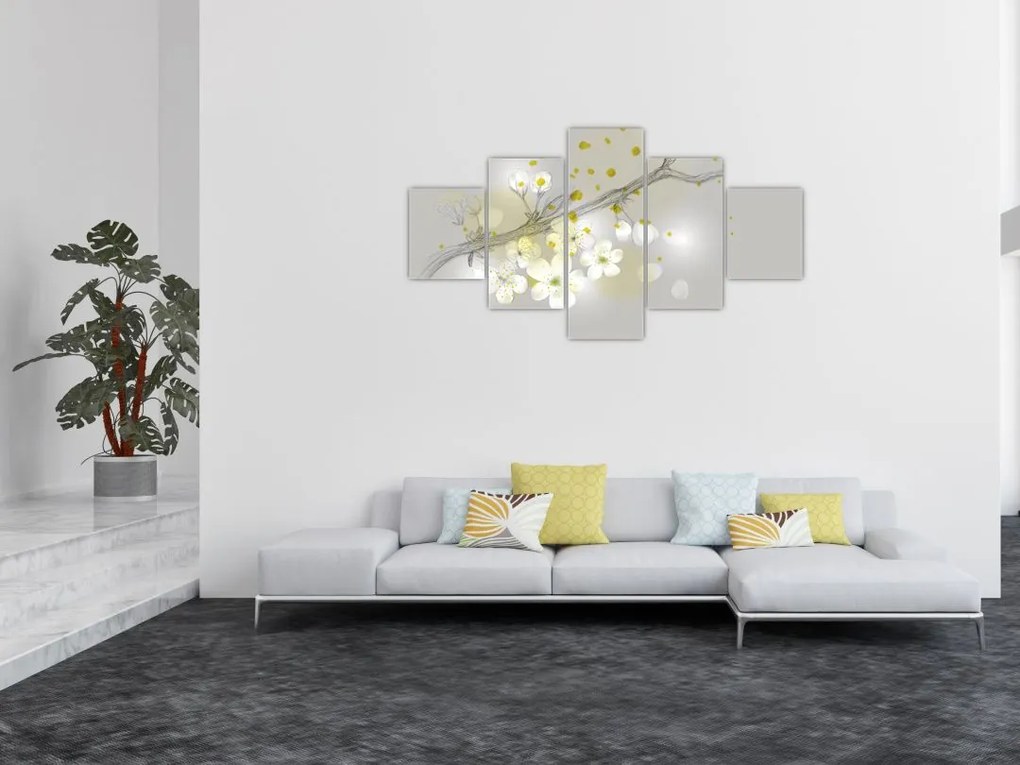 Obraz kwitnącej gałązki (125x70 cm)