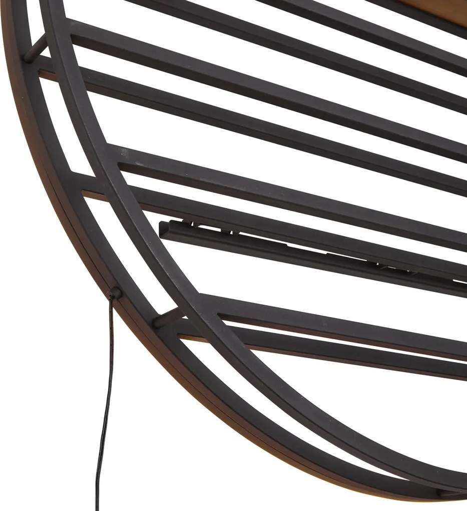 Nowoczesna Lampa Ścienna Czarna z Okrągłym Drewnem i Zintegrowanym LED - Wine Rack