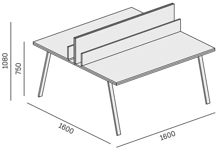 PLAN Biurko DOUBLE LAYERS, z przegrodami, biały
