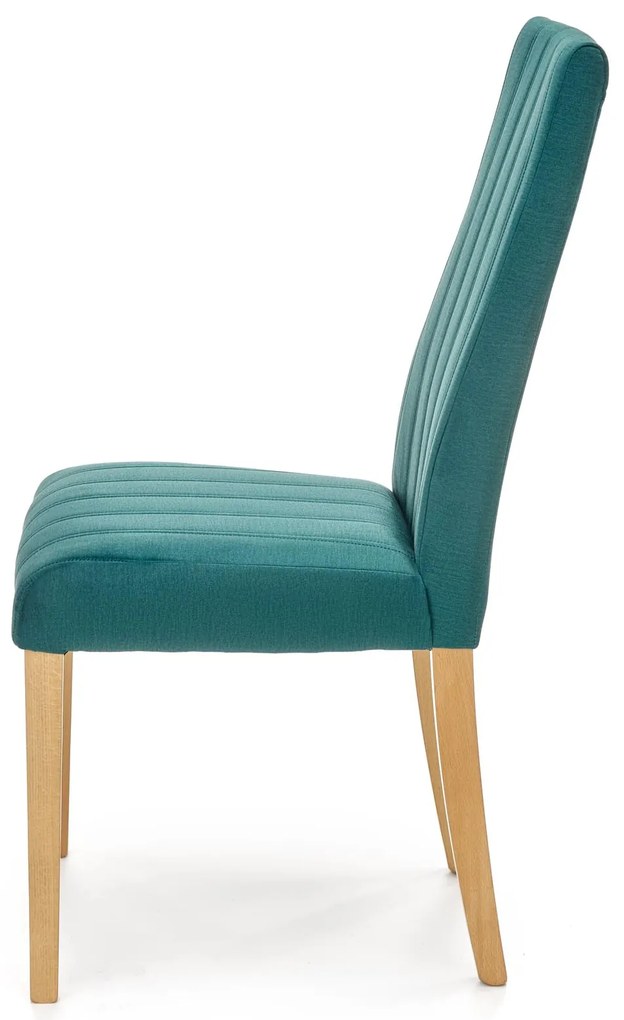 Drewniane krzesło tapicerowane DIEGO 3 dąb miodowy velvet pikowany Pasy MONOLITH 37 ciemny zielony