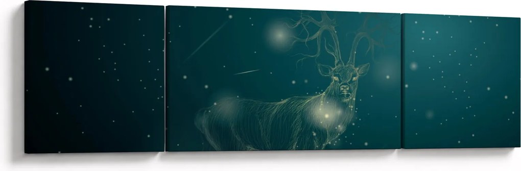 Obraz - Magiczny jeleń w nocy (170x50 cm)