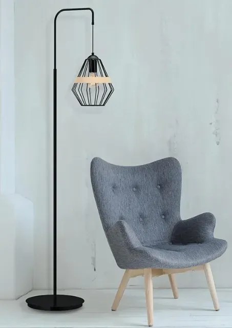 Czarna lampa podłogowa loft - K551 A8-R18