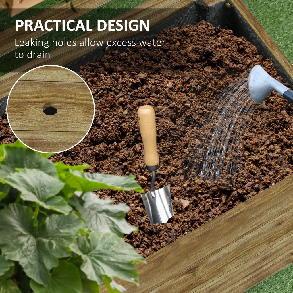 Outsunny Kwietnik z pergolą, 4 koła, drewno naturalne, lakier odporny na warunki atmosferyczne, 76 x 30 x 155 cm