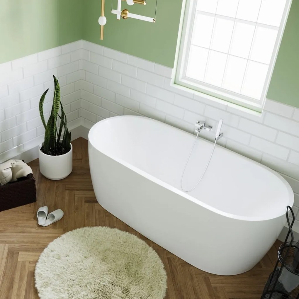 Wanna wolnostojąca owalna akrylowa biała 170 x 80 cm ELEGANT | Możliwa opcja Go Color : Wybierz swój kolor - biały