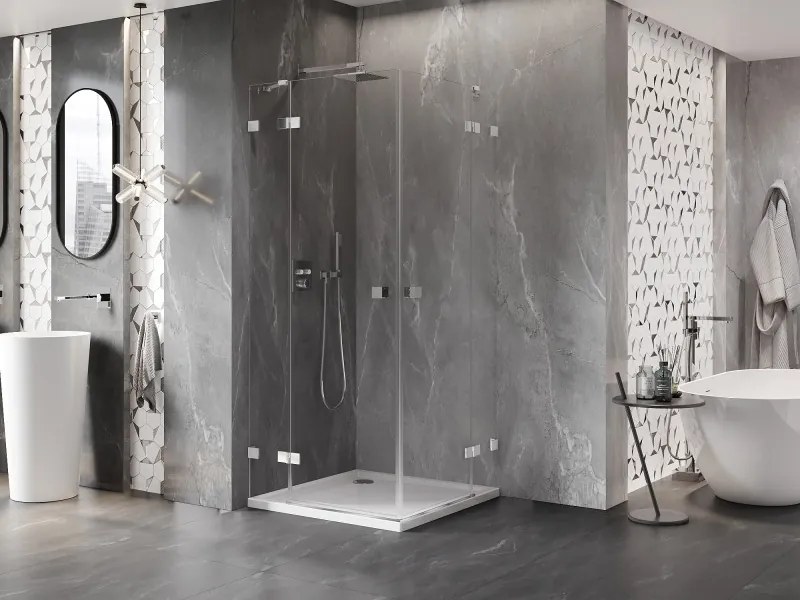 Mexen Lunar Duo kabina prysznicowa uchylna 70 x 70 cm, transparent, chrom - 834-070L-070P-01-00