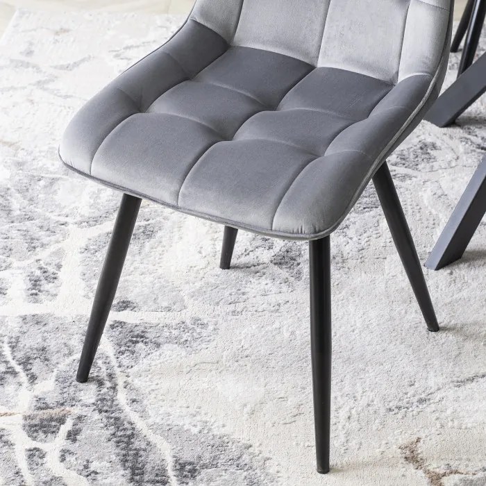 Krzesło Tapicerowane do Jadalni RIO Szare Welurowe Nowoczesne Loft