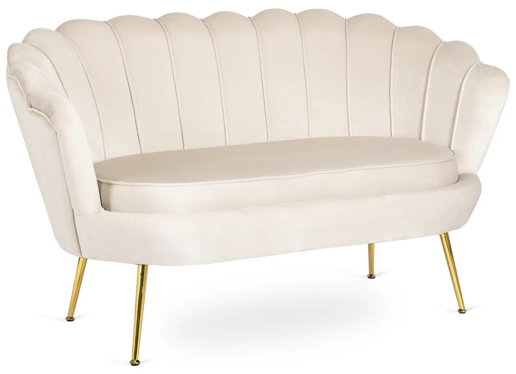 Sofa ZENDAYA Dwuosobowa Kremowa Muszelka Glamour do Salonu