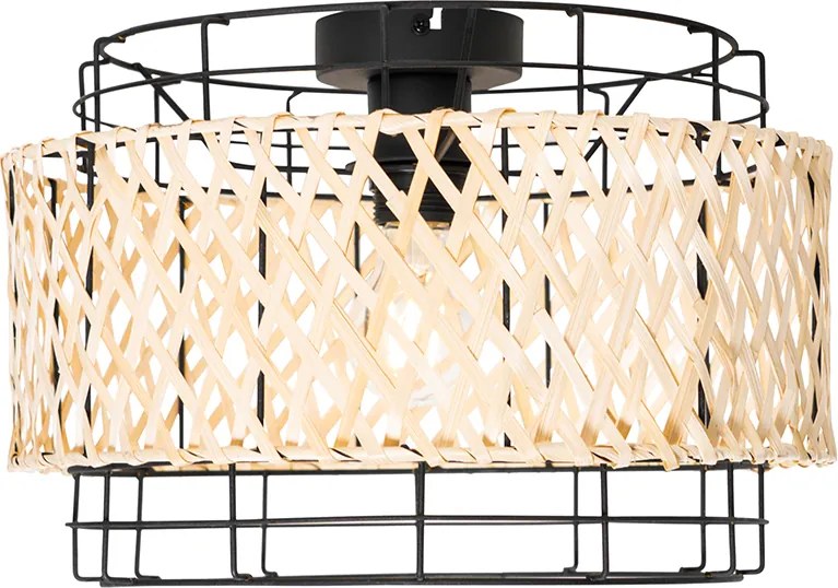 Orientalna lampa sufitowa czarna z bambusową - Irena