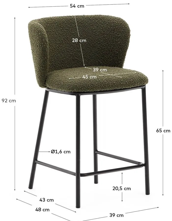 Zielony hoker (wysokość siedziska 65 cm) Ciselia – Kave Home