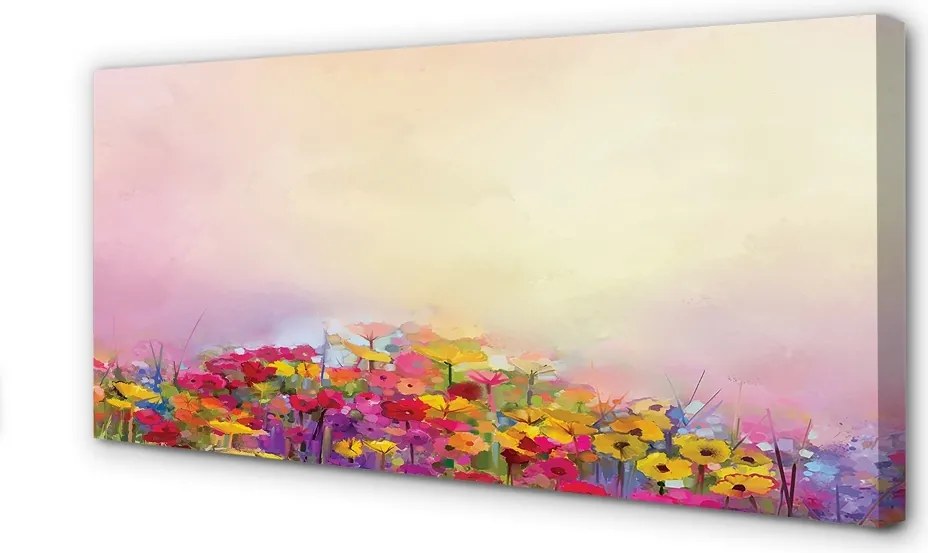 Obraz drukowany na płótnie Obraz Kwiatów na Tle Nieba