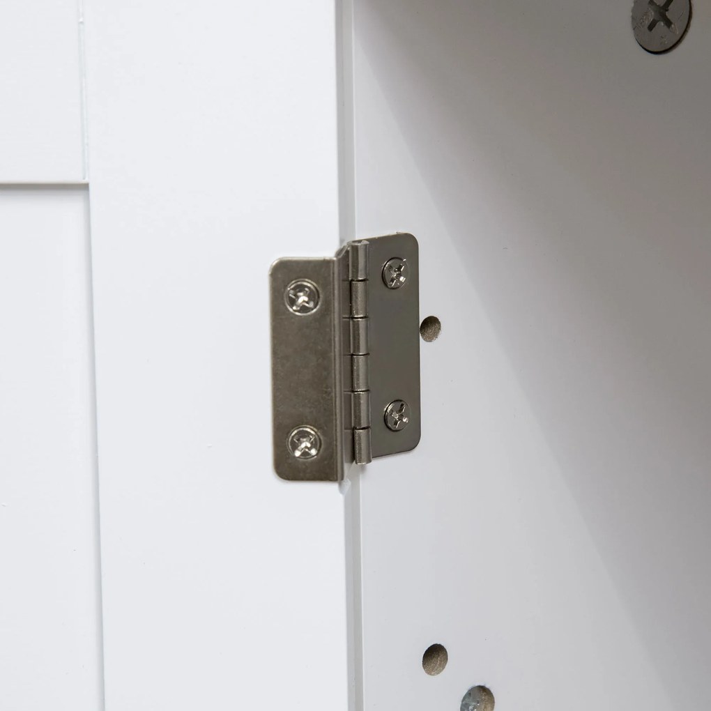 PawHut Kuweta Domek dla Kota z Regulacją Ściany Magnetyczne Drzwi Schowki Biały 86x48x52cm | Aosom PL