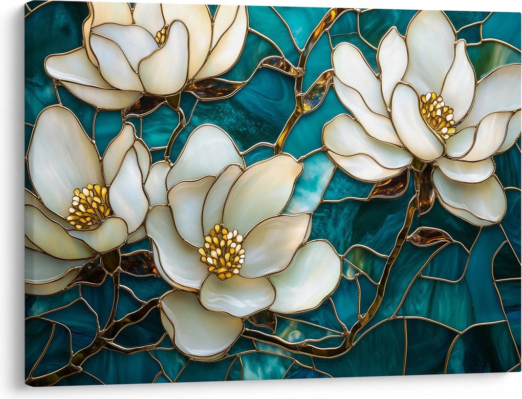 Obraz - Witraż z magnolią (70x50 cm)