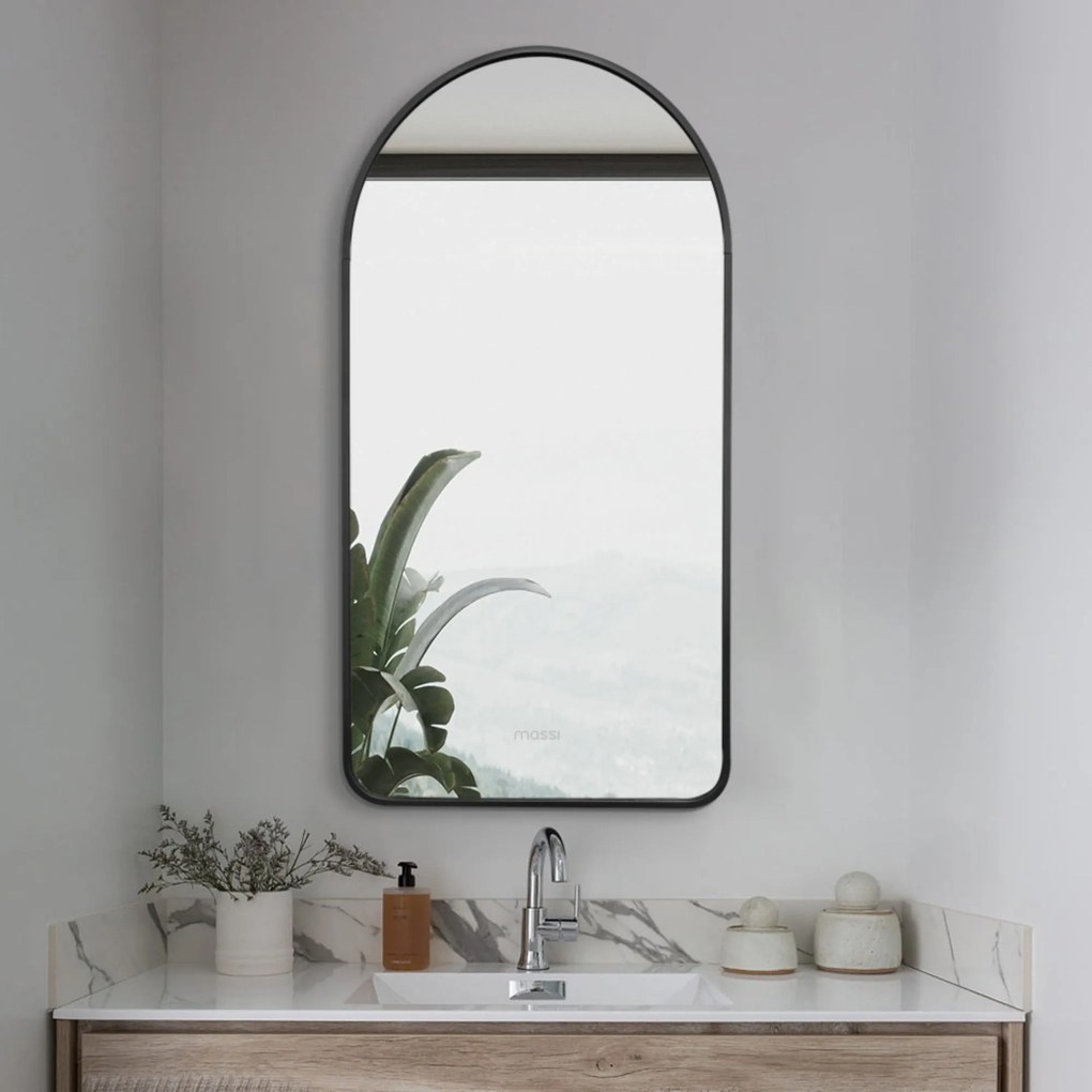 Lustro owalne wiszące portalowe w czarnej aluminiowej ramie 50 x 100 cm ARCH BLACK