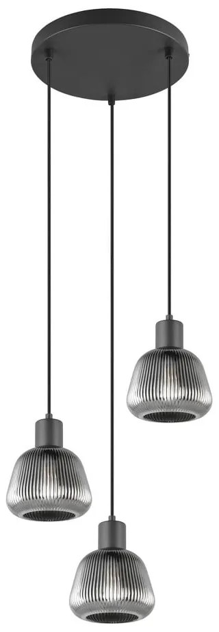 Czarna lampa wisząca ze szklanym kloszem ø 37 cm Tarifa – Trio