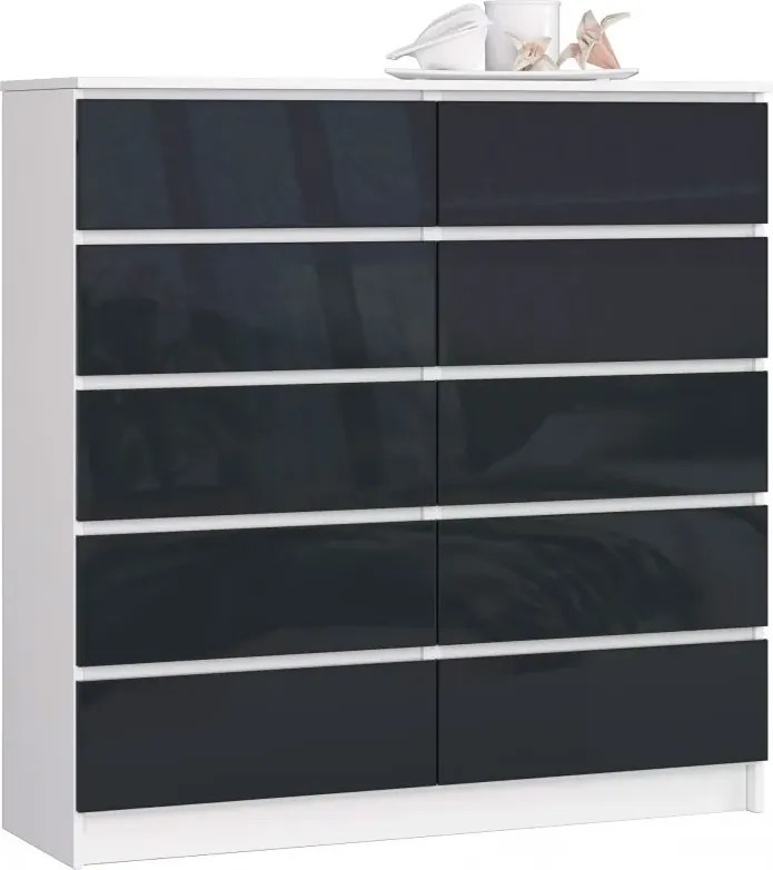 Komoda do salonu biała + grafit połysk N0-T15