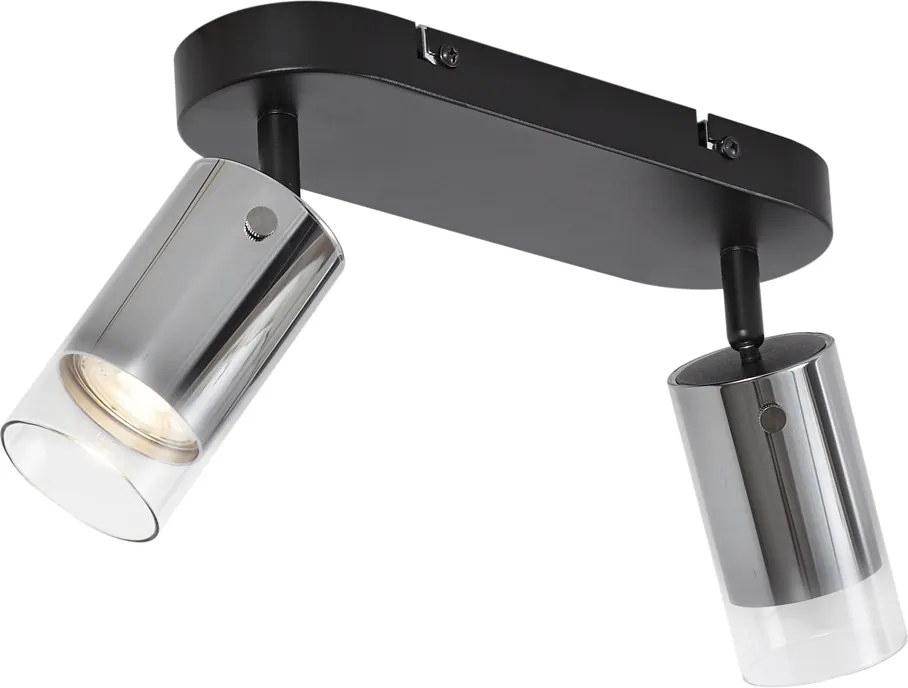 Nowoczesny reflektor sufitowy Gunmetal 2-punktowy obrotowy i regulowany - Drain