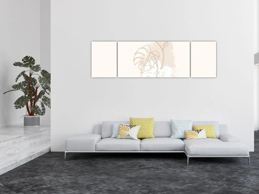 Obraz - Line art monstera N⁰1 (170x50 cm)
