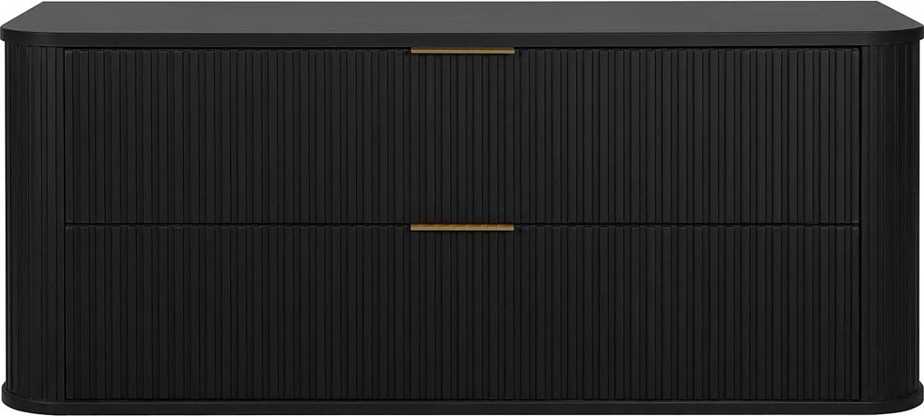 Szafka łazienkowa, matowa czerń, złoty uchwyt, 41,5 x 120 x 51,7 cm
