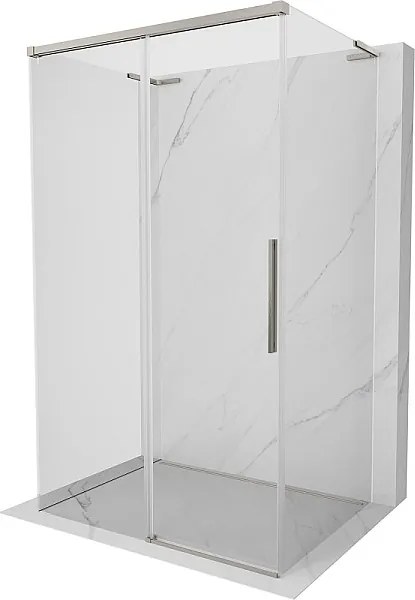 Mexen Rox-3S L kabina prysznicowa 3-ścienna rozsuwana 145 x 70 cm, transparent, nikiel szczotkowany - 8C2L-145-070-97-00-3S