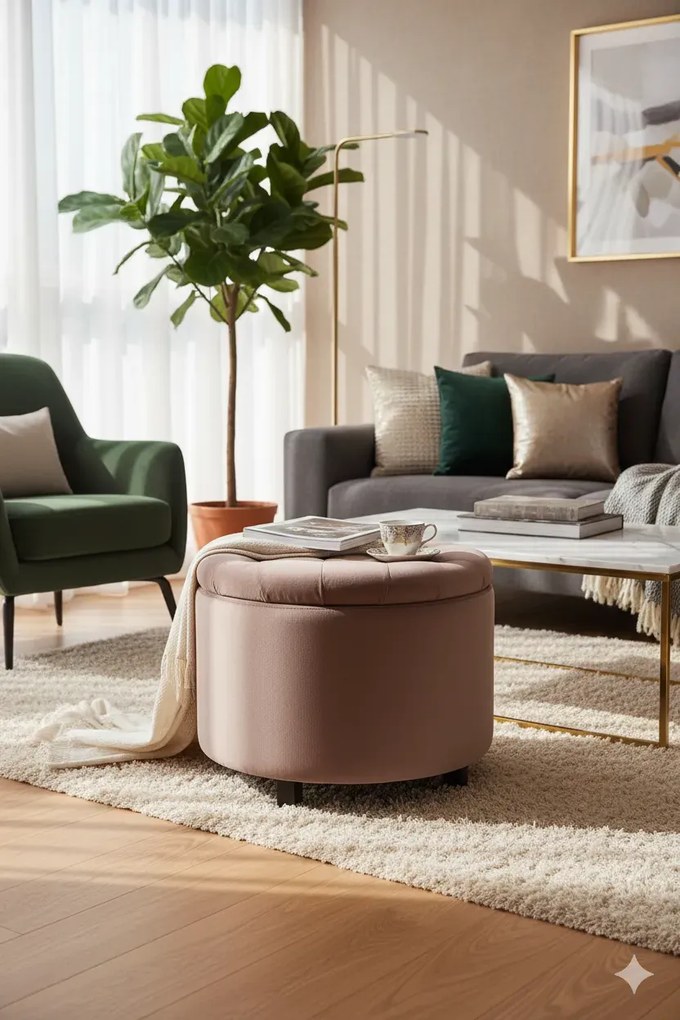 Pikowany podnóżek do salonu R9-H09