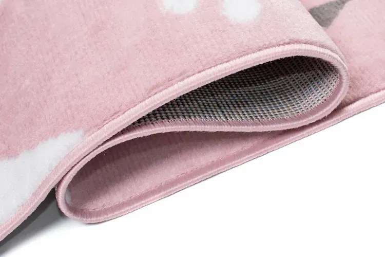 Prostokątny różowy dywan w pandy H7-S26