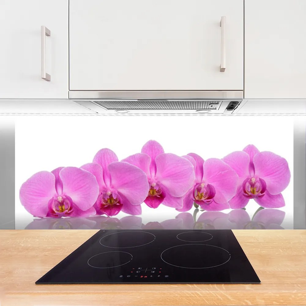 Panel Szklany do Kuchni Różowa Orchidea w Zbliżeniu