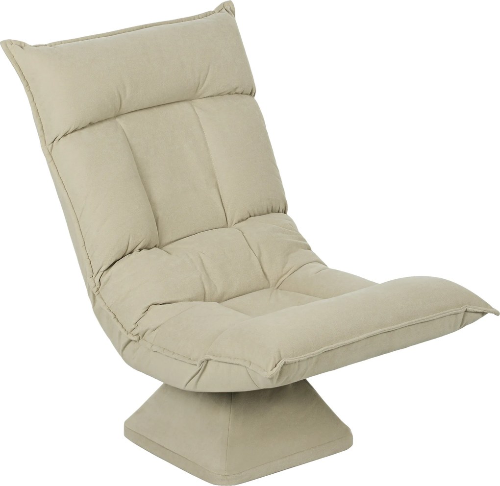 HOMCOM Obrotowy Krzesło Podłogowy z 5-pozycyjnym Regulowanym Oparciem, Nowoczesny Fotel Tapicerowany, Beżowy