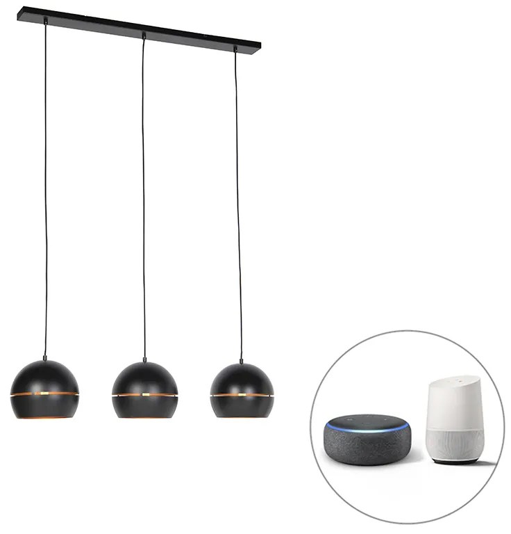 Inteligentna lampa wisząca czarna ze złotym wnętrzem 3-światłowa w tym Wifi ST64 - BuellPrzemysłowy Oswietlenie wewnetrzne