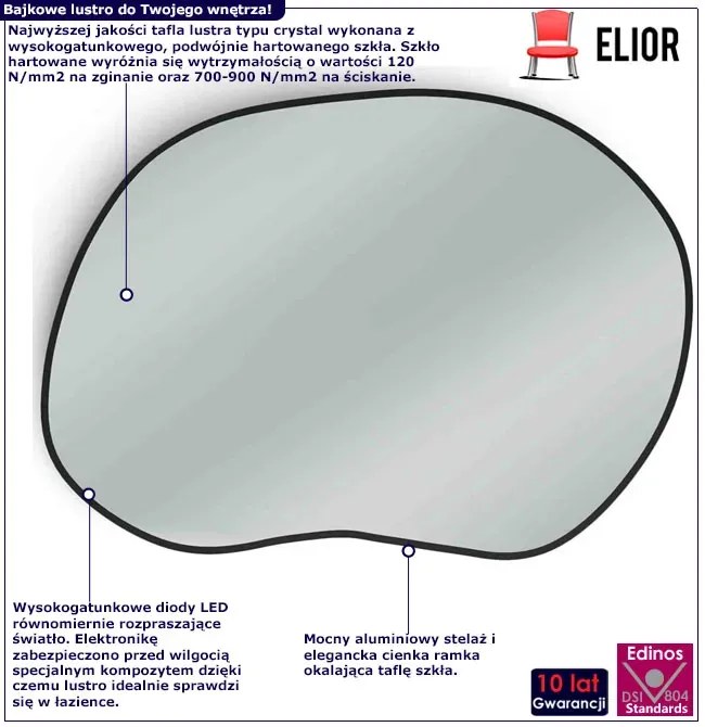 Nowoczesne lustro z ledami 50x36 cm G3-M42