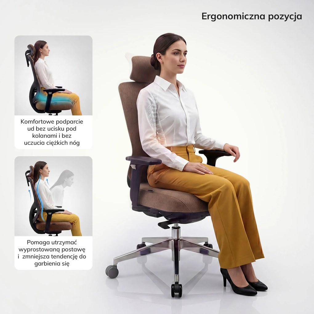 Fotel biurowy ergonomiczny brązowy: AXIS