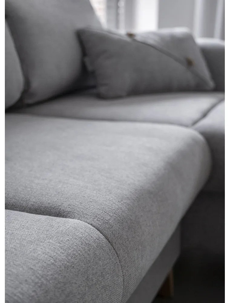 Jasnoszary narożnik rozkładany Miuform Scandic Lagom, prawostronny