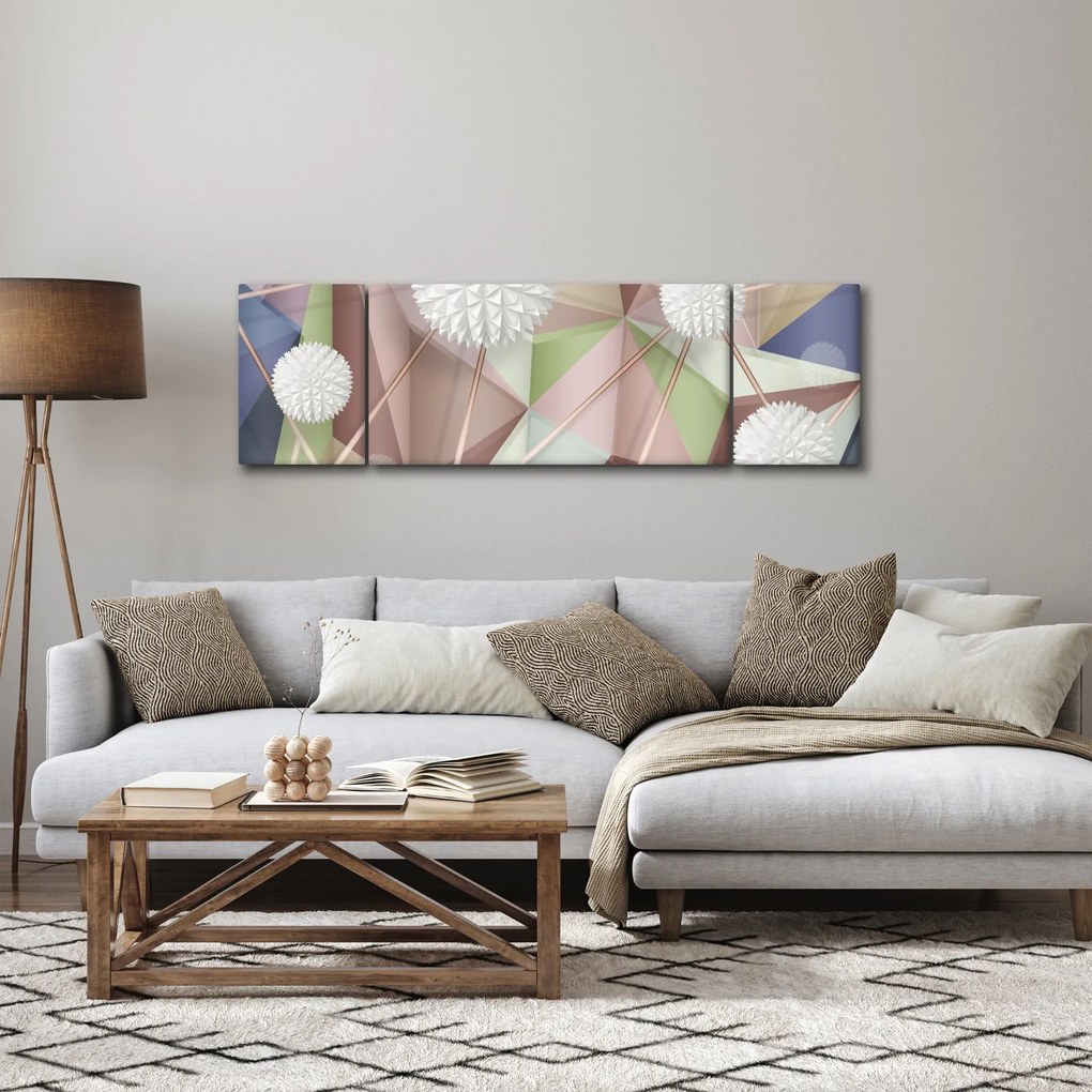 Obraz - Abstrakcja 3D w pastelowych kolorach (170x50 cm)