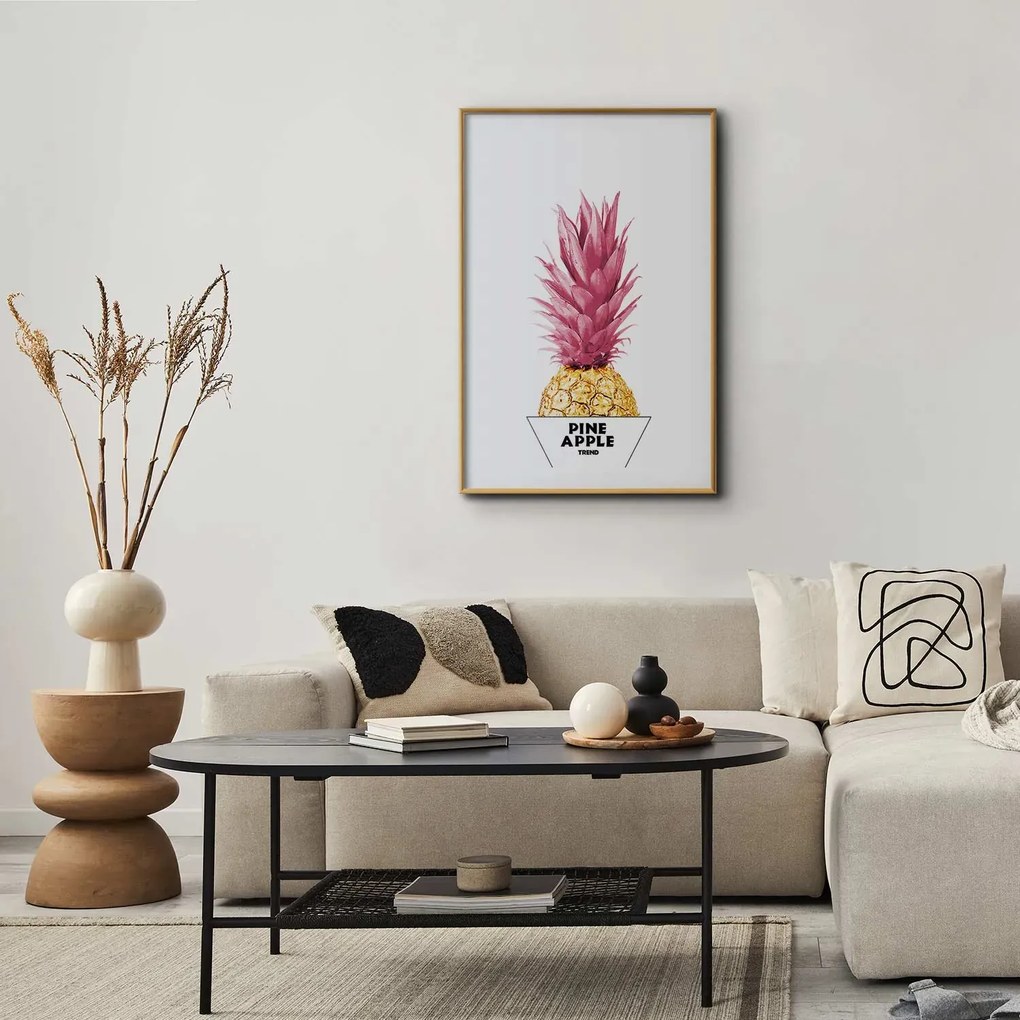 Plakat złotą ananas 21x30 cm z ramą złotą z marginesem ARTGEIST B