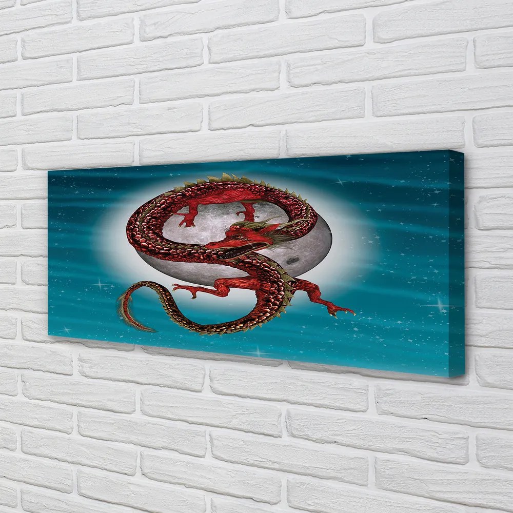 Fotoobraz na płótnie Japoński Smok na Tle Księżyca