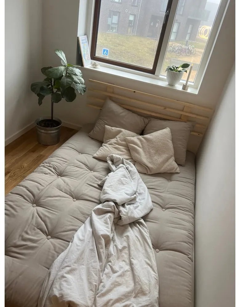 Sofa rozkładana z niebieskim obiciem Karup Design Shin Sano Natural/Petrol Blue