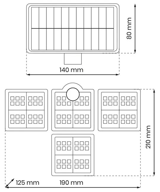 Poczwórna lampa solarna z czujką ruchu - N30 G6-F31