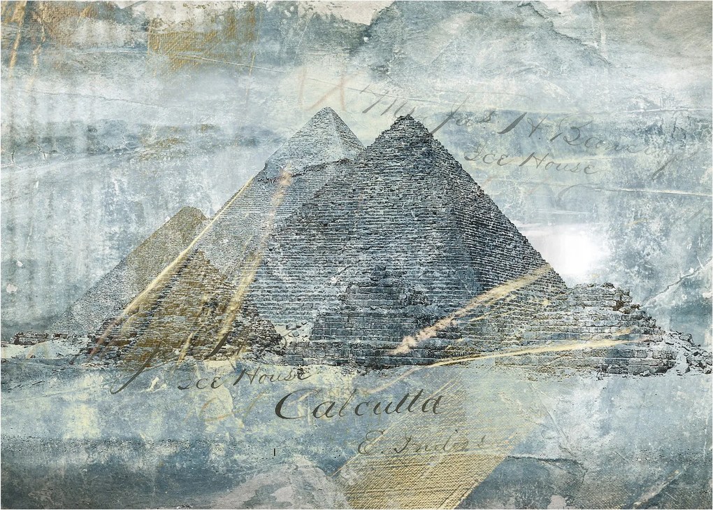 Obraz - Piramidy w niebieskim filtrze (70x50 cm)