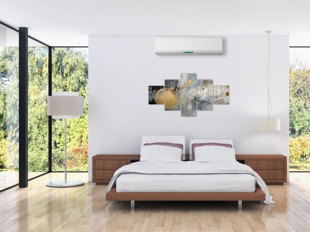 Obraz - Abstrakcja ze złotą kulą (125x70 cm)