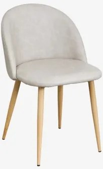 Zestaw 4 Tapicerowanych Krzeseł Jadalnianych Ze Stali Kana Natural Wood & Sztucznej Skóry Iron & Skóra Ekologiczna - Sklum