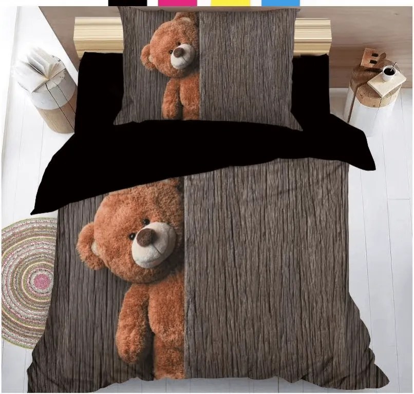 PrzytulneMieszkanie.pl PrzytulneMieszkanie.pl 3D pościel z mikrofibry BRĄZOWY MIŚ