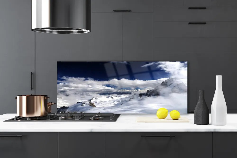 Szkło do Kuchni na Ścianę Majestatyczny Szczyt W Chmurach