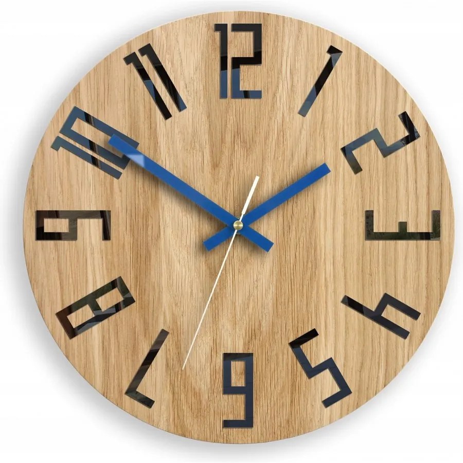 Zegar na ścianę nowoczesny drewniany z dużymi cyframi okrągły cichy loft