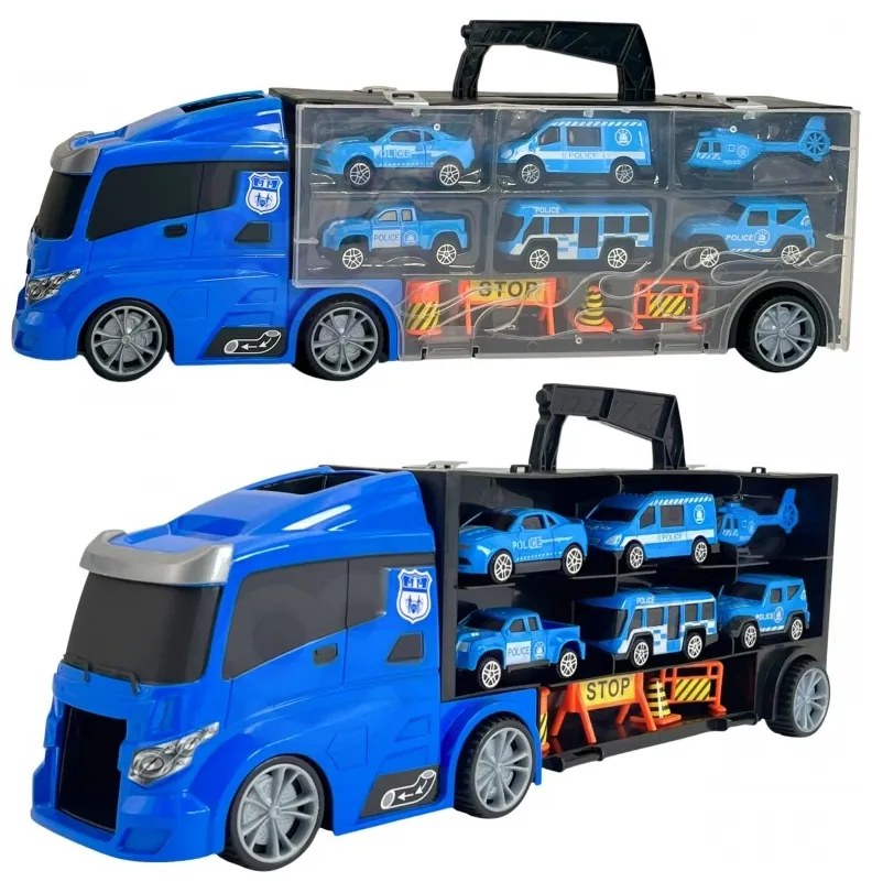 Woopie zestaw cieżarówka transporter 3w1 niebieski policja