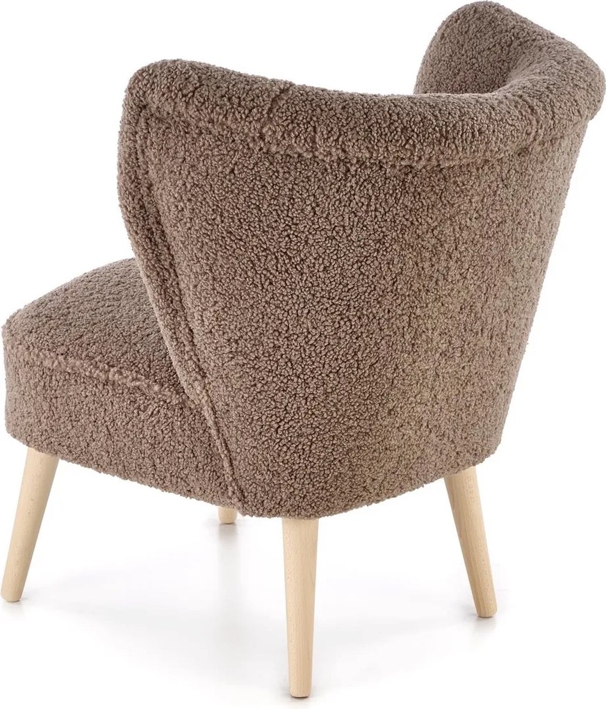 Fotel tapicerowany tkaniną typu baranek Mocca Halmar